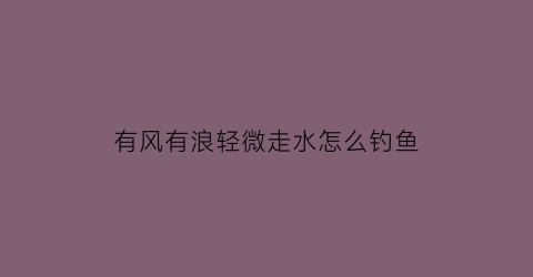 有风有浪轻微走水怎么钓鱼(走水有风浪用什么漂)