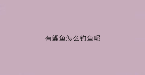 有鲤鱼怎么钓鱼呢(鲤里怎么钓)