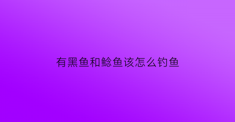 有黑鱼和鲶鱼该怎么钓鱼(如何钓黑鱼和鲶鱼)