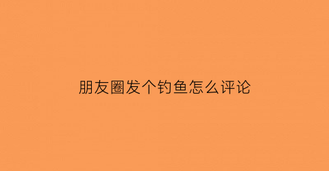 “朋友圈发个钓鱼怎么评论(朋友圈评论钓鱼什么意思)