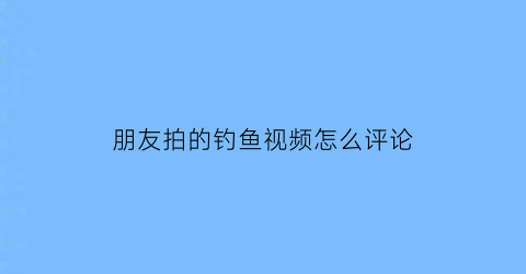 “朋友拍的钓鱼视频怎么评论(朋友拍的钓鱼视频怎么评论呢)