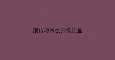 服侍魂怎么升级钓鱼(侍魂时装精魄怎么来)