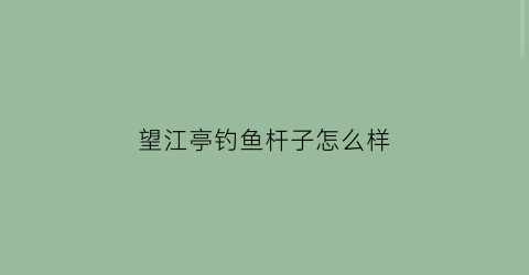 “望江亭钓鱼杆子怎么样(望江亭综合竿怎么样)