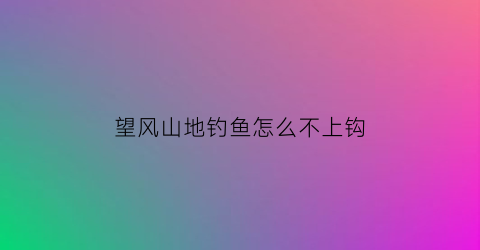 “望风山地钓鱼怎么不上钩(望风山地爬不上去)