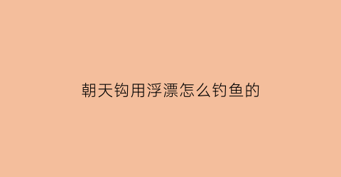 “朝天钩用浮漂怎么钓鱼的(朝天钩配立漂调漂方法)