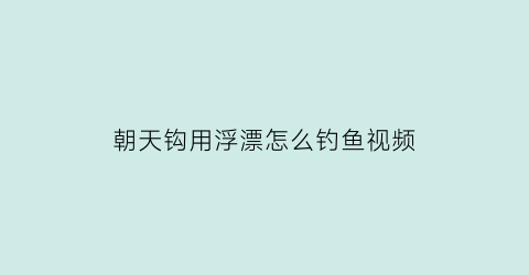 朝天钩用浮漂怎么钓鱼视频