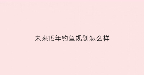 未来15年钓鱼规划怎么样