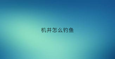 机井怎么钓鱼(井里钓鱼怎么钓)