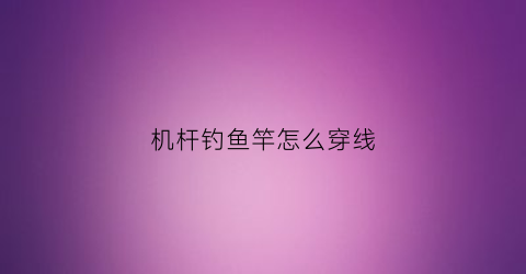 机杆钓鱼竿怎么穿线(机竿钓鱼怎么组装视频)