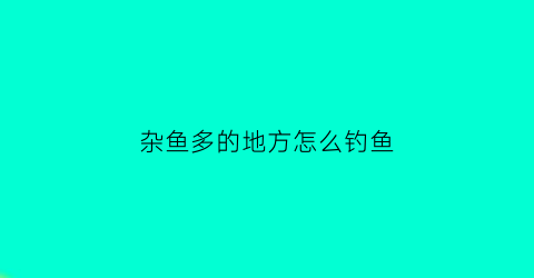 “杂鱼多的地方怎么钓鱼(杂鱼多的地方怎么钓鲫鱼)