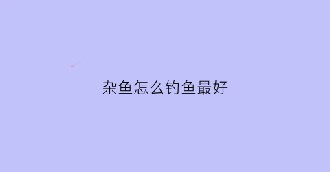 杂鱼怎么钓鱼最好(杂鱼怎么钓鱼最好视频)