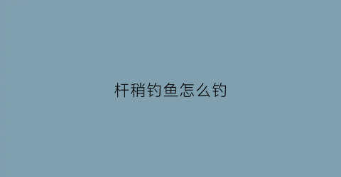 杆稍钓鱼怎么钓(竿稍钓鱼技巧)