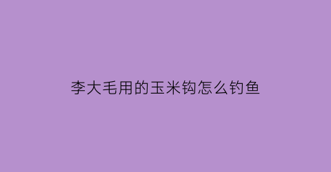 李大毛用的玉米钩怎么钓鱼(李大毛用的什么钩)
