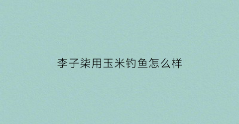 李子柒用玉米钓鱼怎么样(李子柒钓鱼视频)