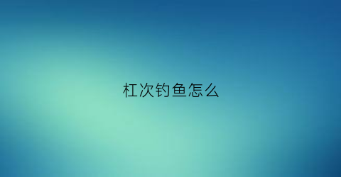 杠次钓鱼怎么(钓鱼杠杆)