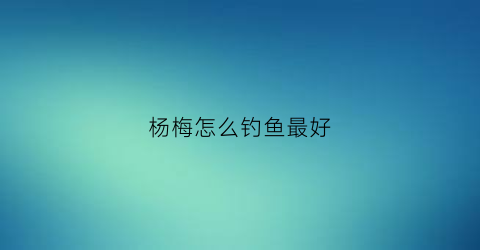 杨梅怎么钓鱼最好(杨梅钓鱼钓青鱼)