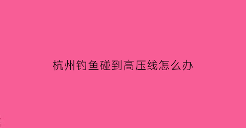 “杭州钓鱼碰到高压线怎么办(浙江男子钓鱼触碰高压线)