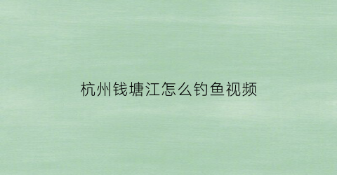 杭州钱塘江怎么钓鱼视频(杭州钱塘江钓鱼用什么鱼饵最好)