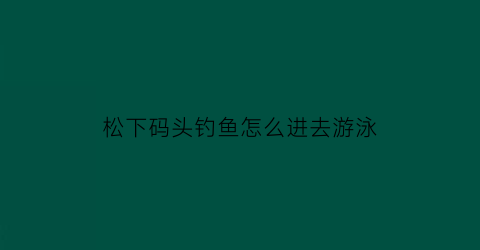 “松下码头钓鱼怎么进去游泳(松下码头好玩吗)