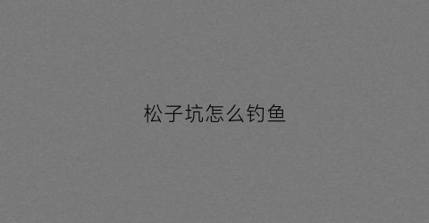 松子坑怎么钓鱼(松子坑怎么钓鱼视频)
