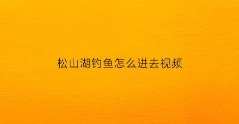 松山湖钓鱼怎么进去视频(松山湖野钓位置)