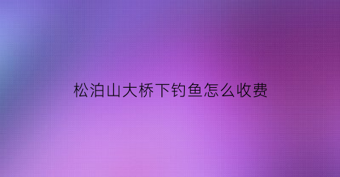 松泊山大桥下钓鱼怎么收费