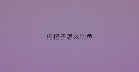 枸杞子怎么钓鱼