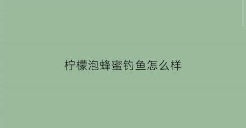 柠檬泡蜂蜜钓鱼怎么样(柠檬泡蜂蜜钓鱼怎么样好用吗)