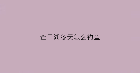 “查干湖冬天怎么钓鱼(查干湖冬捕什么鱼种)