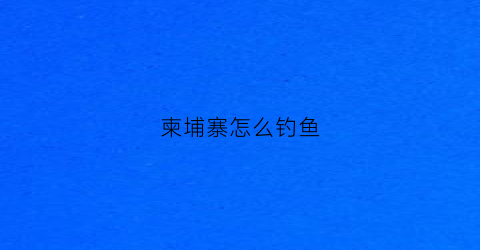 柬埔寨怎么钓鱼(柬埔寨怎么钓鱼的)
