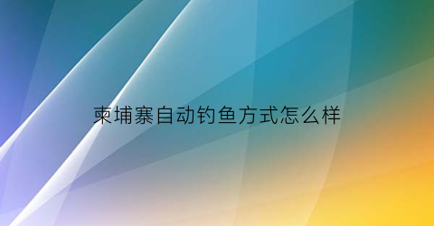 柬埔寨自动钓鱼方式怎么样(柬埔寨野外捕鱼)