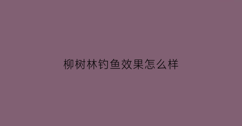 “柳树林钓鱼效果怎么样(柳树林钓鱼效果怎么样呀)