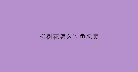 柳树花怎么钓鱼视频(柳树垂钓)