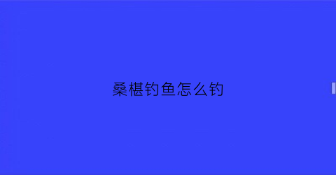 桑椹钓鱼怎么钓