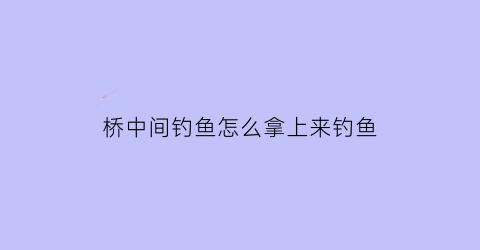 桥中间钓鱼怎么拿上来钓鱼(桥上钓鱼怎么调漂)