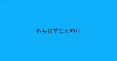 “桥头筏竿怎么钓鱼(桥筏竿使用方法)