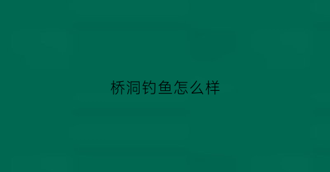 桥洞钓鱼怎么样(桥洞钓鱼怎么样好钓吗)