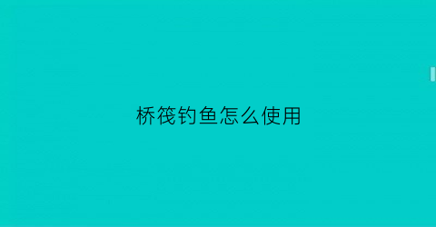 桥筏钓鱼怎么使用