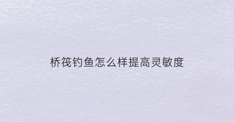 桥筏钓鱼怎么样提高灵敏度(桥筏钓技)