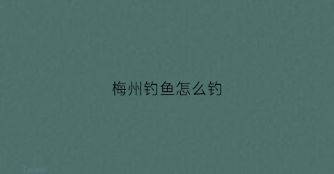 梅州钓鱼怎么钓(梅州钓法怎么抓口)