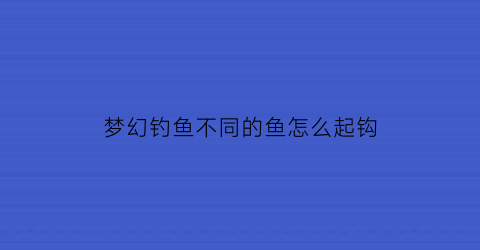 梦幻钓鱼不同的鱼怎么起钩(梦幻钓鱼技巧全攻略2020)