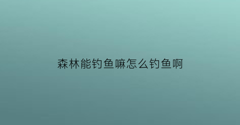 森林能钓鱼嘛怎么钓鱼啊