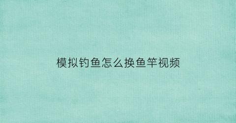 “模拟钓鱼怎么换鱼竿视频(模拟钓鱼攻略)