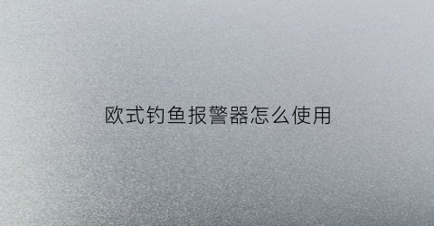 欧式钓鱼报警器怎么使用(钓鱼报警器使用视频)