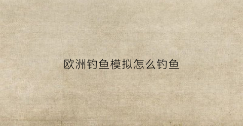 欧洲钓鱼模拟怎么钓鱼