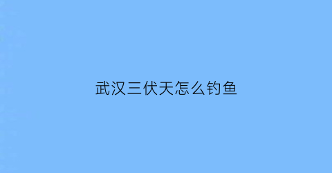 武汉三伏天怎么钓鱼(武汉天气适合钓鱼吗)