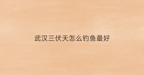 武汉三伏天怎么钓鱼最好(2021年武汉三伏天)