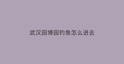 武汉园博园钓鱼怎么进去(武汉园博园不好玩)