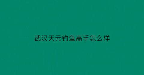 “武汉天元钓鱼高手怎么样(武汉天元钓鱼培训班报名电话)