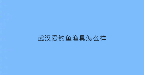 “武汉爱钓鱼渔具怎么样(爱钓鱼app官方下载)